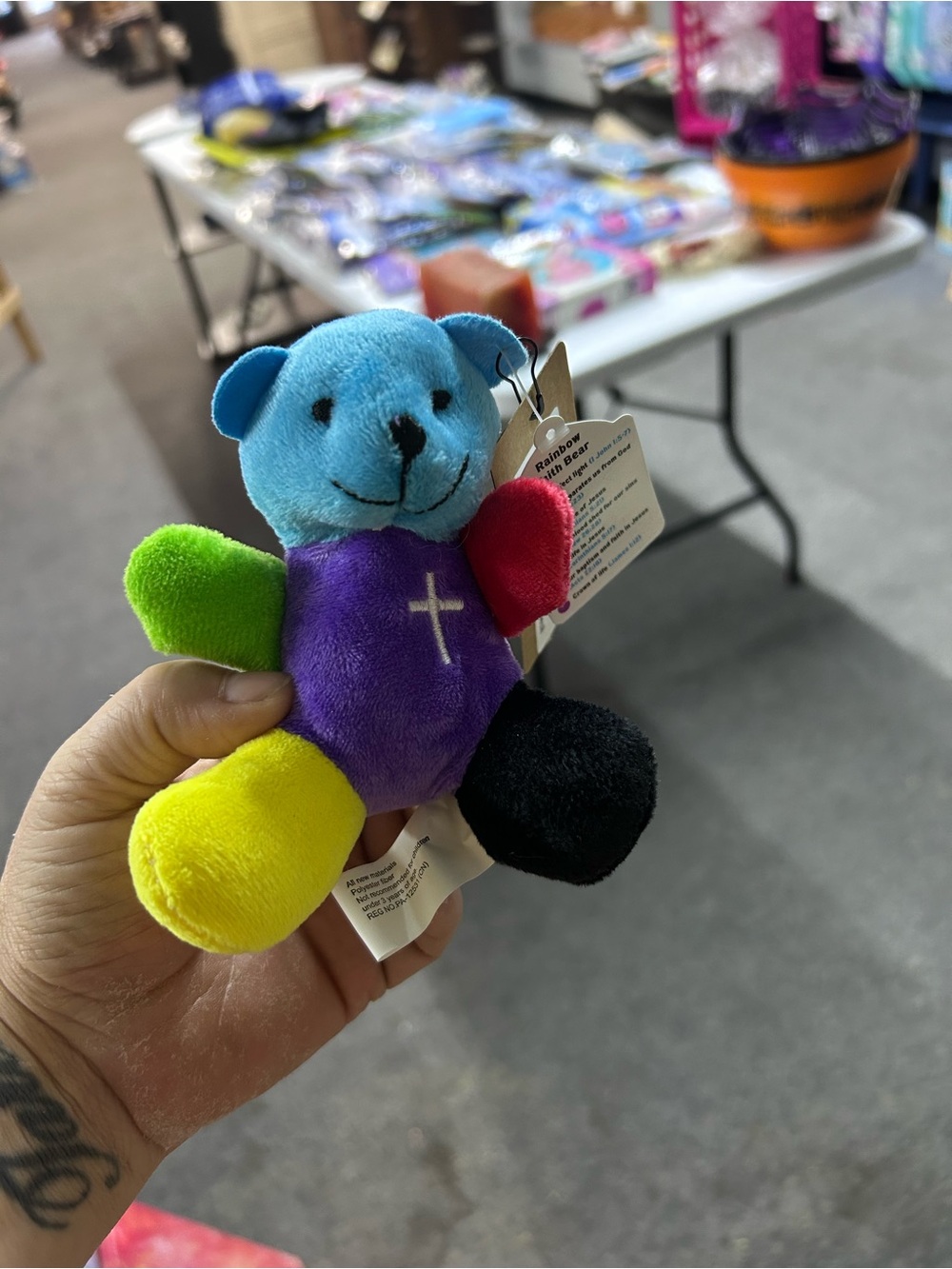 Plush Rainbow Cross Bear - Multicolor Stuffed Toy